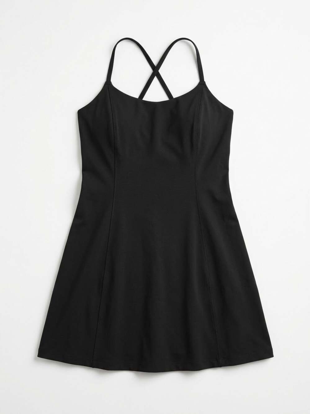 OFFLINE by Aerie Real Me Exercise Dress Medium M Black Strappy Built In Shorts